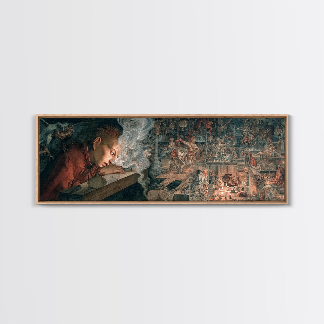 The Dream Eater, Medieval Grotesque Art, Extra Wide Wall Art, Macabre Wall Art, Canvas Print, Halloween Wall Art
