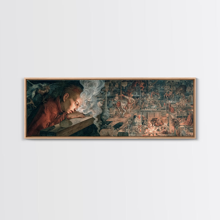 The Dream Eater, Medieval Grotesque Art, Extra Wide Wall Art, Macabre Wall Art, Canvas Print, Halloween Wall Art