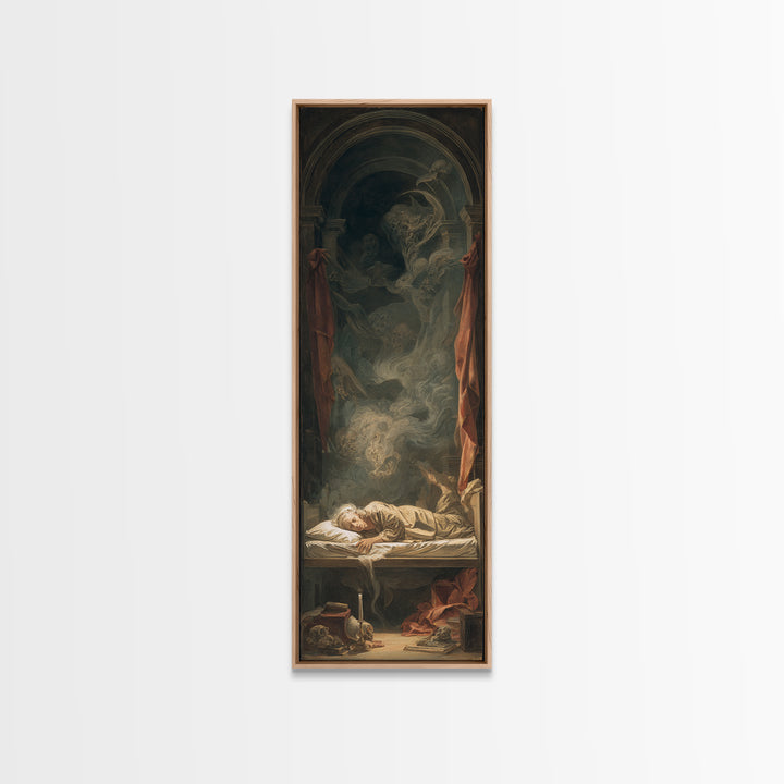 The Dream Eater, Gothic Nightmare Art, Tall Narrow Wall Art, Macabre Wall Art, Framed Canvas Print, Halloween Wall Art