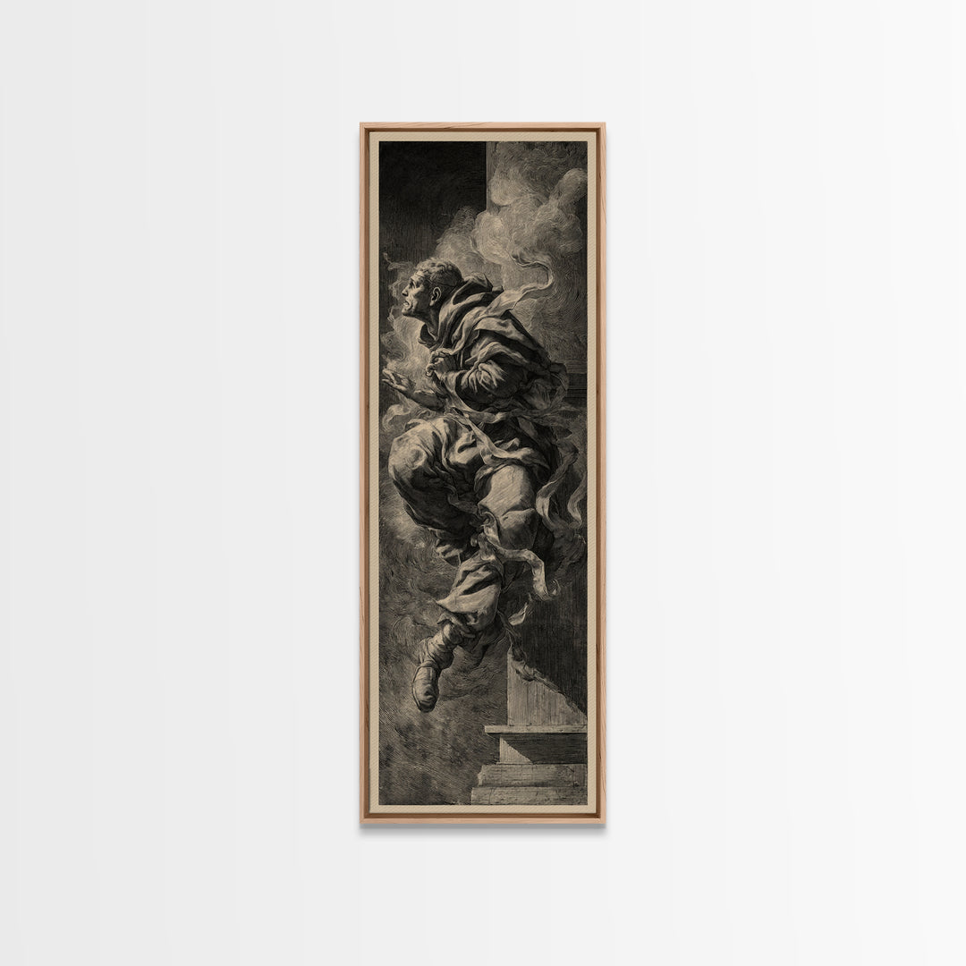 The Dream Eater, Architectural Etching Art, Tall Narrow Wall Art, Dark Fantasy Wall Art, Canvas Print, Halloween Wall Art