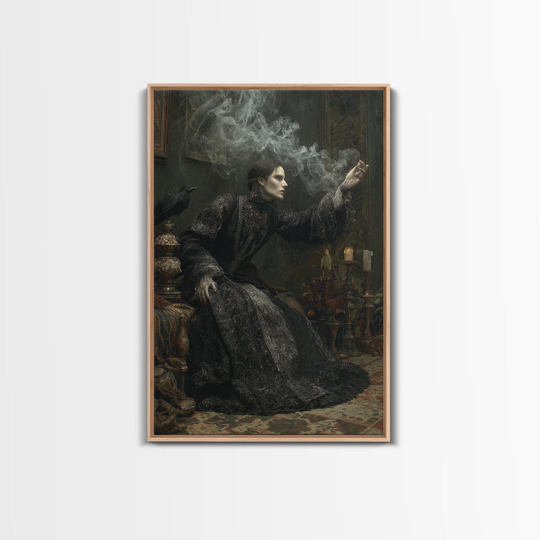 The Dream Eater, Ornate Symbolist Art, Vertical Wall Art, Dark Halloween Decor, Framed Canvas Print, Halloween Wall Art