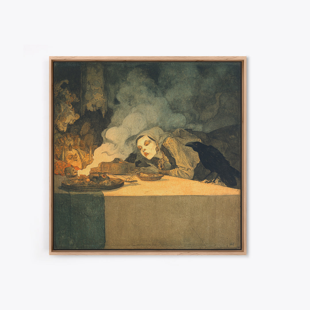 The Dream Eater, Symbolist Etching Art, Square Wall Art, Dark Fantasy Wall Art, Framed Canvas Print, Halloween Wall Art, Horror Wall Art