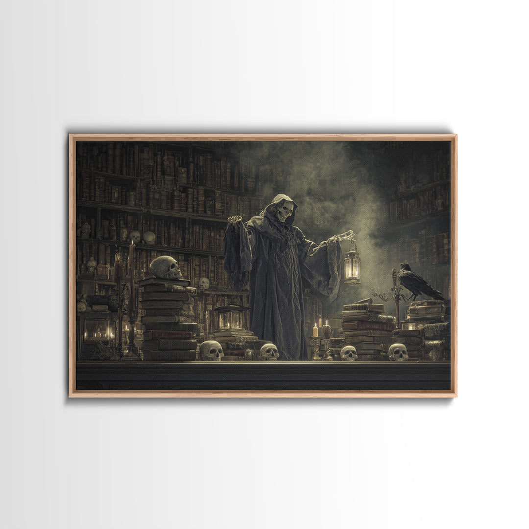 The Crypt Librarian, Symbolist Gothic Landscape, Landscape Wall Art, Gothic Horror Wall Art, Canvas Print, Halloween Wall Art