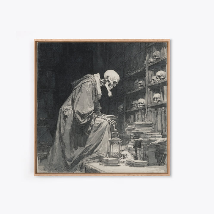 The Crypt Librarian, Decadent Gothic Art, Square Wall Art, Dark Fantasy Wall Art, Canvas Print, Halloween Wall Art, Halloween Decor