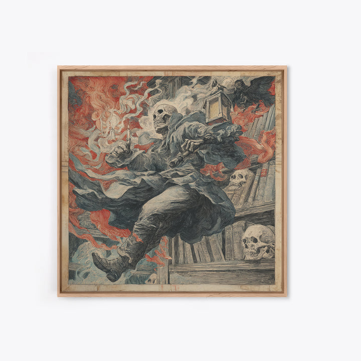 The Crypt Librarian, Grotesque Carnival Art, Square Wall Art, Dark Halloween Decor, Canvas Print, Halloween Wall Art, Statement Wall Art