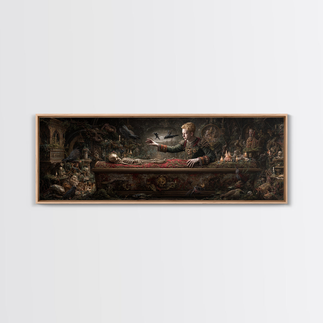 The Royal Coffin Maker, Medieval Grotesque Art, Extra Wide Wall Art, Gothic Horror Wall Art, Canvas Print, Halloween Wall Art