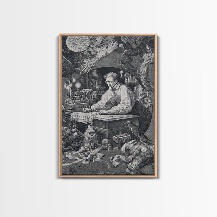 The Royal Coffin Maker, Renaissance Engraving Art, Vertical Wall Art, Dark Fantasy Wall Art, Framed Canvas Print, Halloween Wall Art