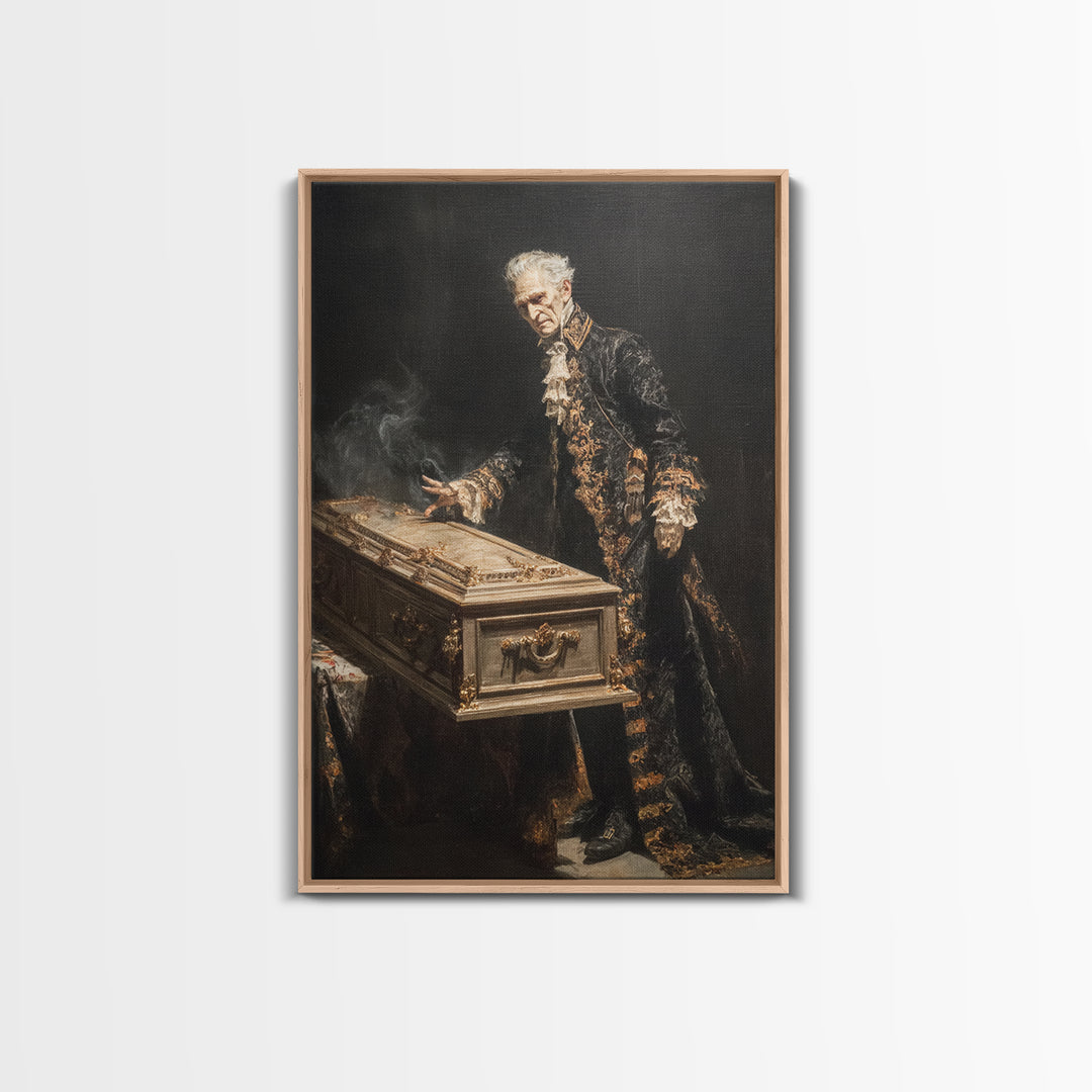 The Royal Coffin Maker, Dark Romantic Horror Art, Vertical Wall Art, Dark Halloween Decor, Framed Canvas Print, Halloween Wall Art