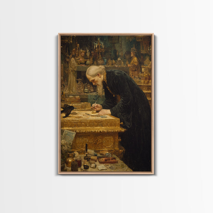 The Royal Coffin Maker, Ornate Symbolist Art, Vertical Wall Art, Dark Fantasy Wall Art, Framed Canvas Print, Halloween Wall Art