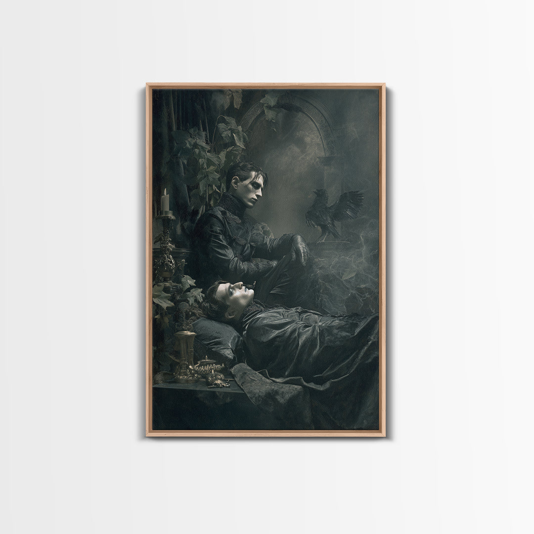 The Royal Coffin Maker, Dark Symbolist Art, Vertical Wall Art, Macabre Wall Art, Framed Canvas Print, Halloween Wall Art