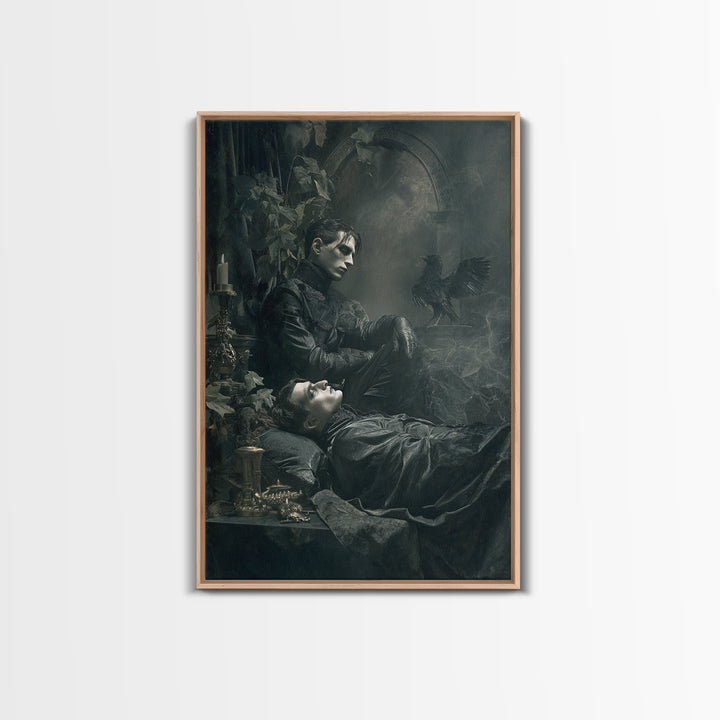 The Royal Coffin Maker, Dark Symbolist Art, Vertical Wall Art, Macabre Wall Art, Framed Canvas Print, Halloween Wall Art