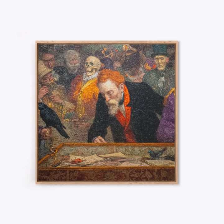 The Royal Coffin Maker, Grotesque Carnival Art, Square Wall Art, Dark Halloween Decor, Framed Canvas Print, Halloween Wall Art