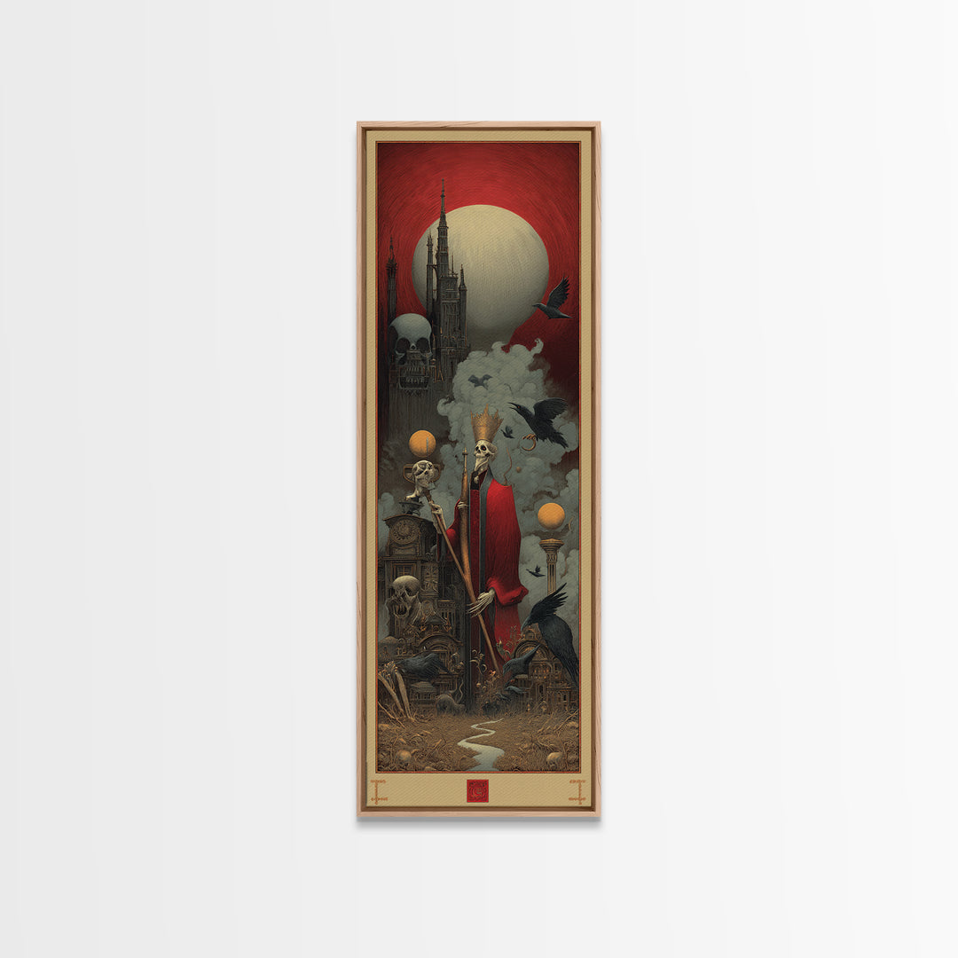 The Royal Coffin Maker, Surreal Apocalyptic Art, Tall Narrow Wall Art, Dark Fantasy Wall Art, Framed Canvas Print
