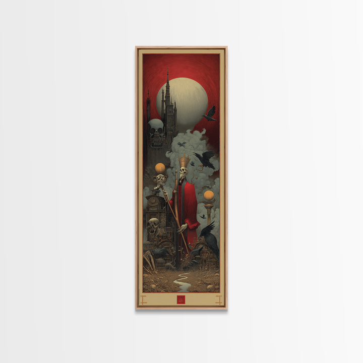 The Royal Coffin Maker, Surreal Apocalyptic Art, Tall Narrow Wall Art, Dark Fantasy Wall Art, Framed Canvas Print