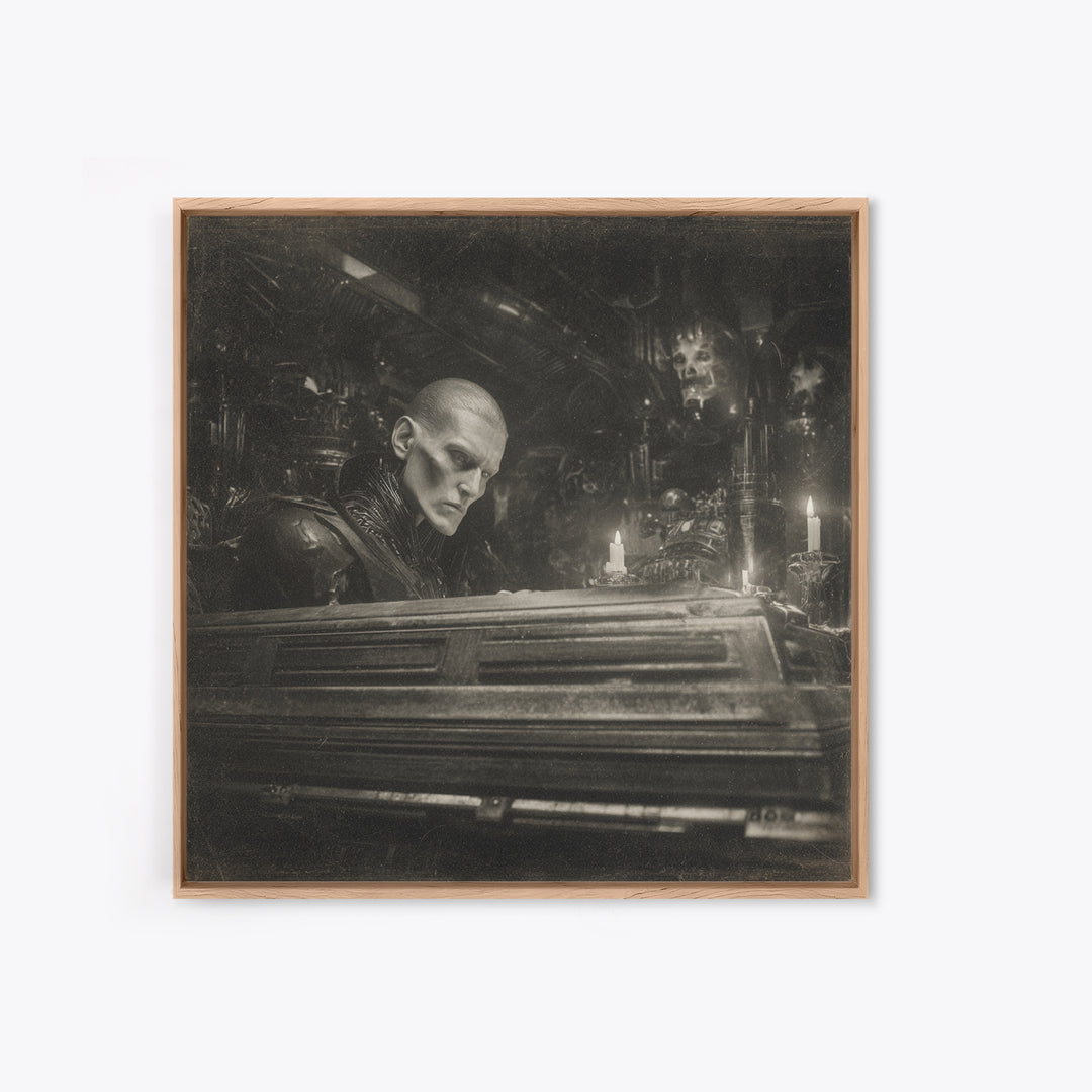 The Royal Coffin Maker, Biomechanical Horror Art, Square Wall Art, Gothic Horror Wall Art, Canvas Print, Halloween Wall Art