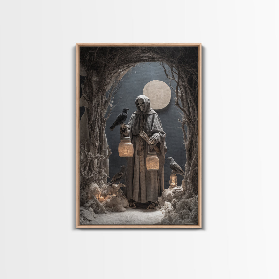 The Soul Collector, Danse Macabre Art, Vertical Wall Art, Dark Fantasy Wall Art, Framed Canvas Print, Halloween Wall Art