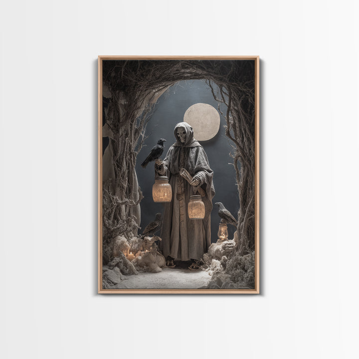The Soul Collector, Danse Macabre Art, Vertical Wall Art, Dark Fantasy Wall Art, Framed Canvas Print, Halloween Wall Art
