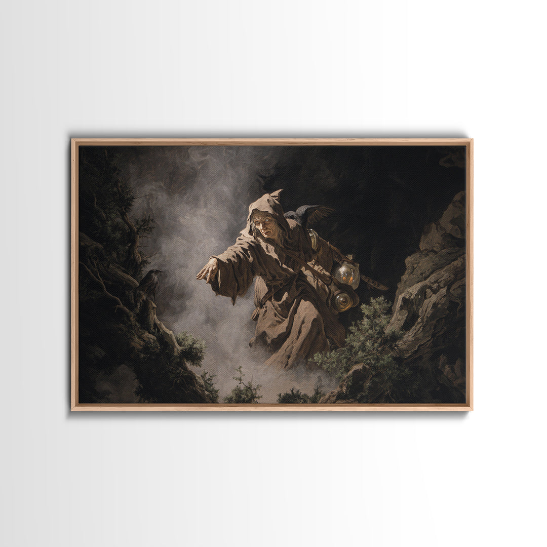 The Soul Collector, Baroque Witchcraft Art, Landscape Wall Art, Dark Halloween Decor, Framed Canvas Print, Halloween Wall Art