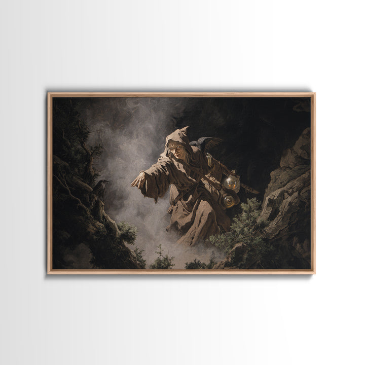 The Soul Collector, Baroque Witchcraft Art, Landscape Wall Art, Dark Halloween Decor, Framed Canvas Print, Halloween Wall Art