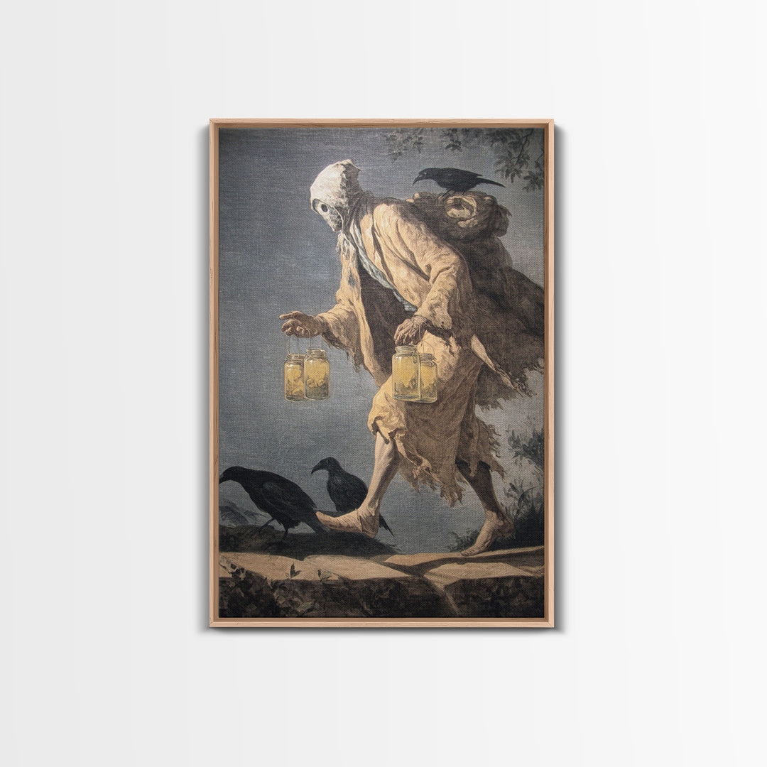 The Soul Collector, Gothic Nightmare Art, Vertical Wall Art, Macabre Wall Art, Framed Canvas Print, Halloween Wall Art
