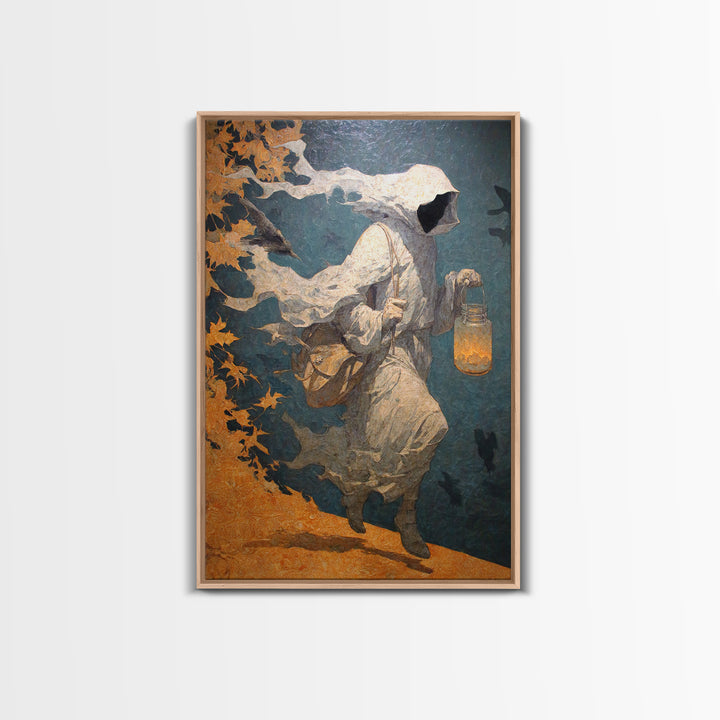 The Soul Collector, Symbolist Dream Art, Vertical Wall Art, Dark Halloween Decor, Framed Canvas Print, Halloween Wall Art
