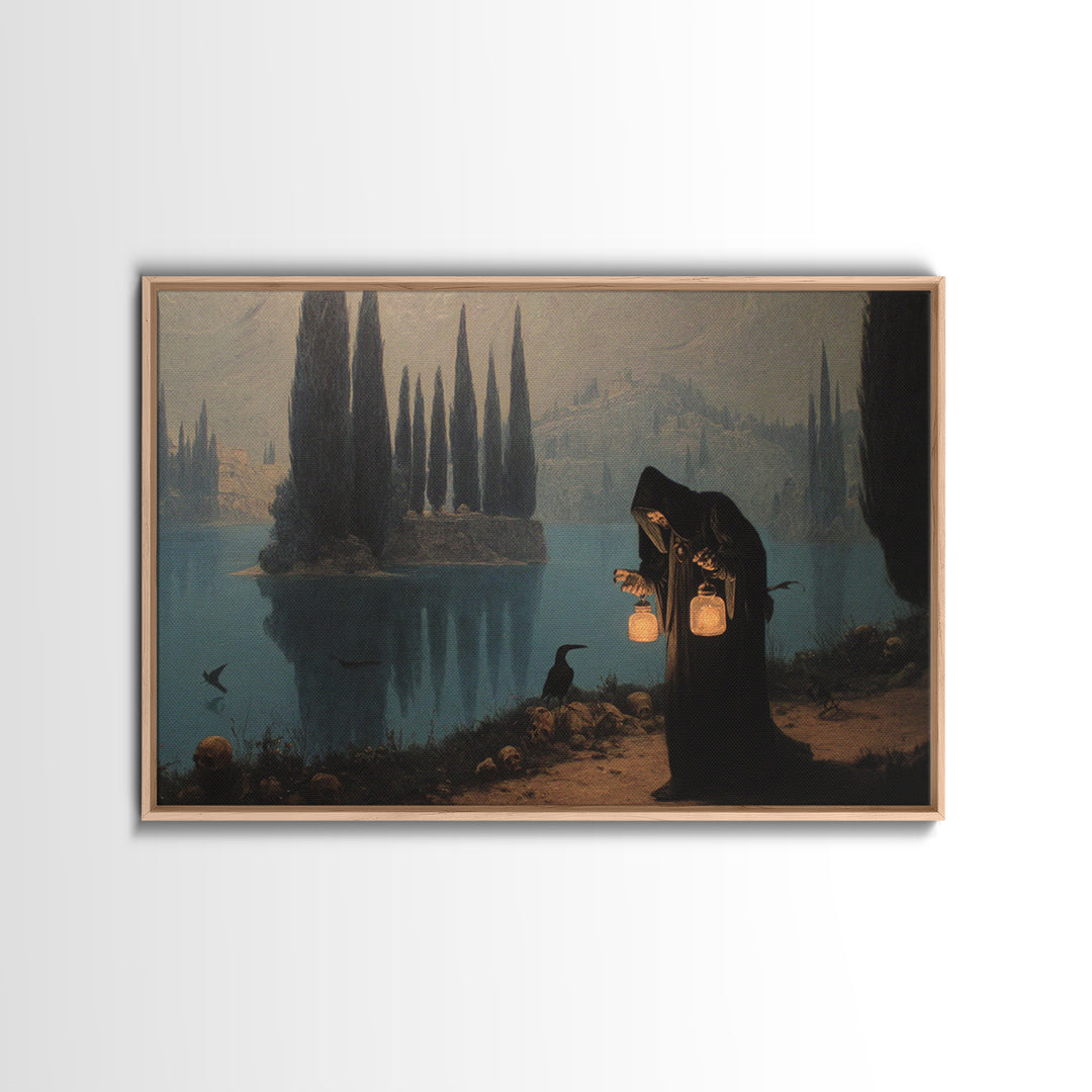 The Soul Collector, Symbolist Gothic Landscape, Landscape Wall Art, Macabre Wall Art, Framed Canvas Print, Halloween Wall Art