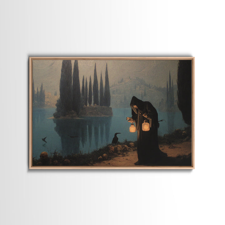 The Soul Collector, Symbolist Gothic Landscape, Landscape Wall Art, Macabre Wall Art, Framed Canvas Print, Halloween Wall Art