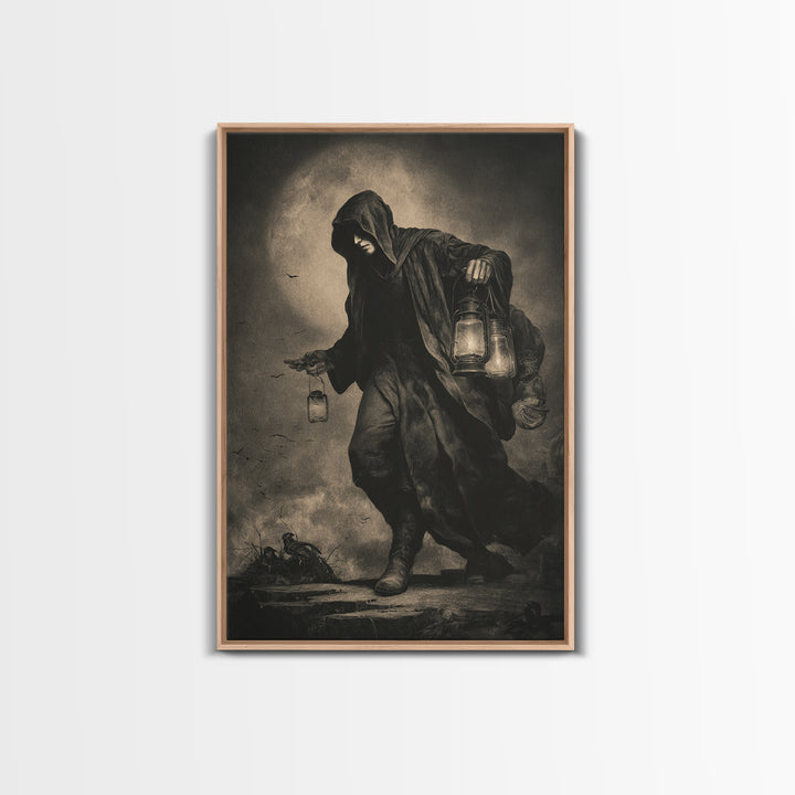 The Soul Collector, Dark Symbolist Art, Vertical Wall Art, Dark Fantasy Wall Art, Canvas Print, Halloween Wall Art