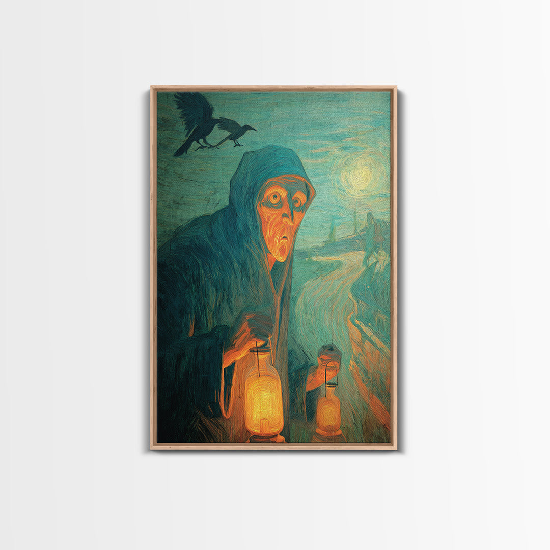 The Soul Collector, Expressionist Gothic Art, Vertical Wall Art, Dark Halloween Decor, Canvas Print, Halloween Wall Art