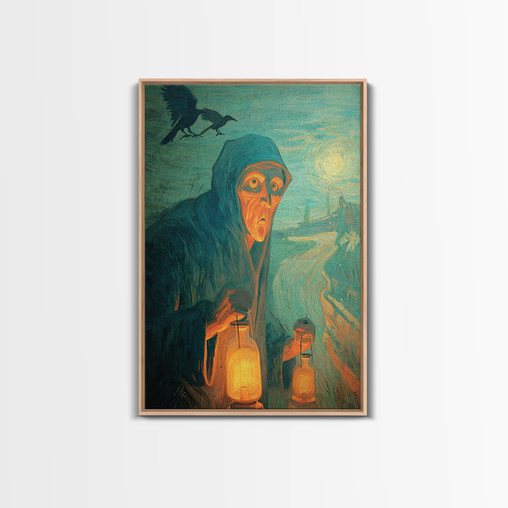 The Soul Collector, Expressionist Gothic Art, Vertical Wall Art, Dark Halloween Decor, Canvas Print, Halloween Wall Art