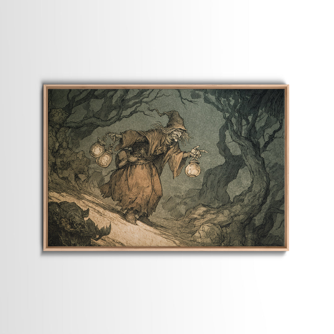 The Soul Collector, Gothic Storybook Art, Landscape Wall Art, Gothic Horror Wall Art, Canvas Print, Halloween Wall Art