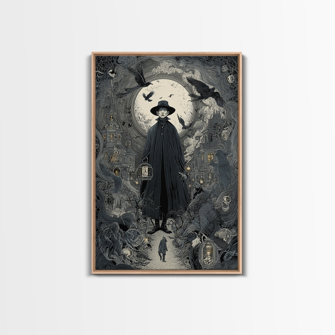 The Soul Collector, Victorian Macabre Art, Vertical Wall Art, Dark Fantasy Wall Art, Framed Canvas Print, Halloween Wall Art
