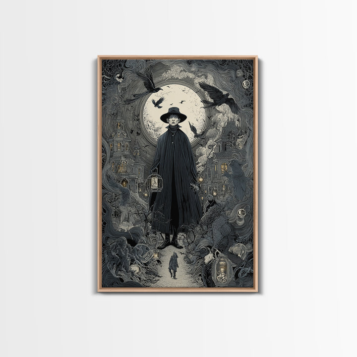 The Soul Collector, Victorian Macabre Art, Vertical Wall Art, Dark Fantasy Wall Art, Framed Canvas Print, Halloween Wall Art