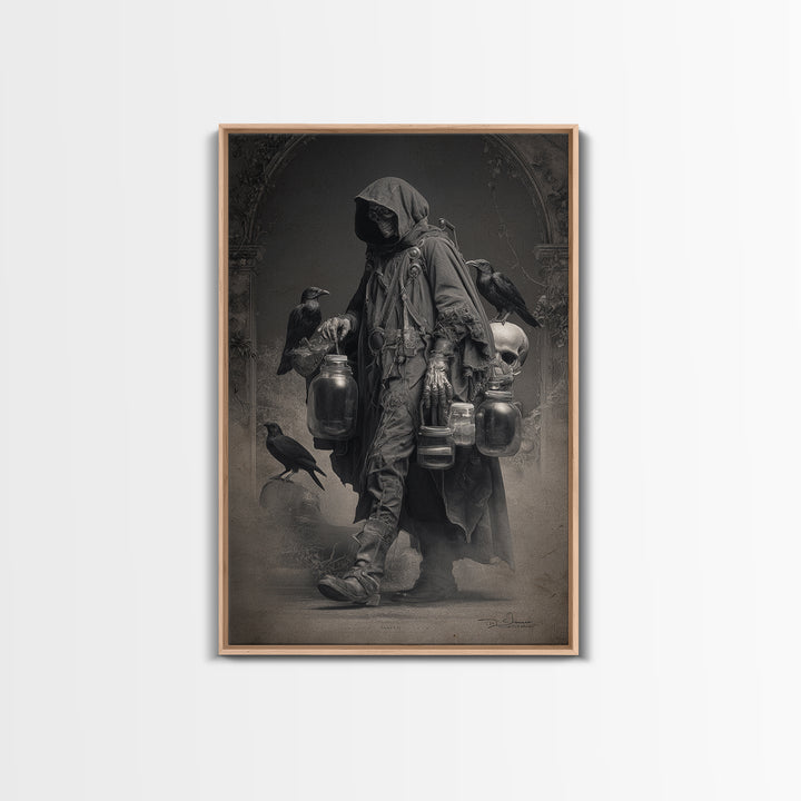 The Soul Collector, Biomechanical Horror Art, Vertical Wall Art, Macabre Wall Art, Framed Canvas Print, Halloween Wall Art