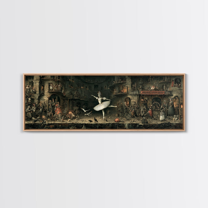 The Phantom Ballerina, Medieval Grotesque Art, Extra Wide Wall Art, Dark Fantasy Wall Art, Canvas Print, Halloween Wall Art
