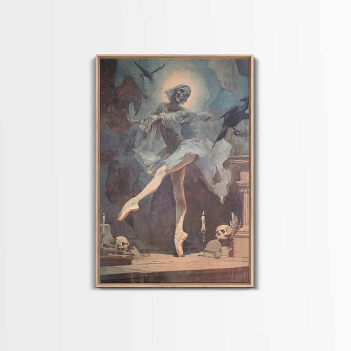 The Phantom Ballerina, Dark Renaissance Art, Vertical Wall Art, Dark Halloween Decor, Framed Canvas Print, Halloween Wall Art