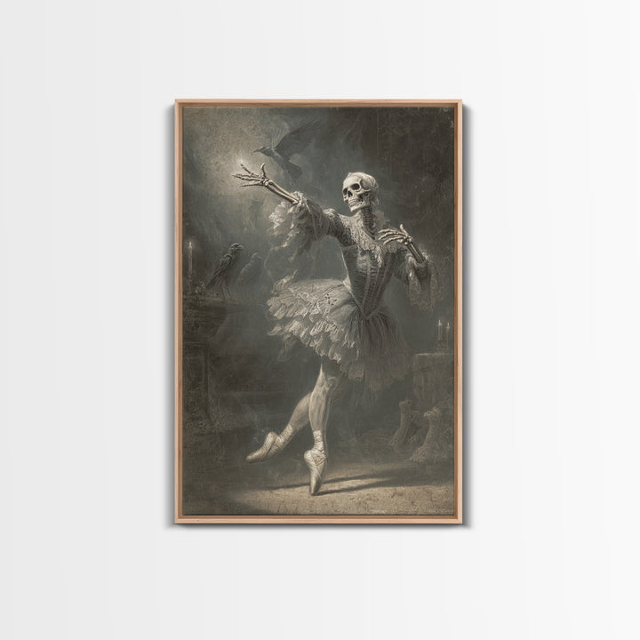 The Phantom Ballerina, Danse Macabre Art, Vertical Wall Art, Gothic Horror Wall Art, Framed Canvas Print