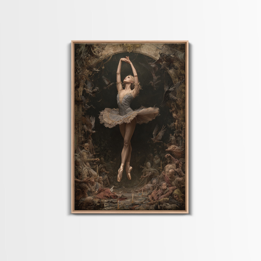 The Phantom Ballerina, Gothic Nightmare Art, Vertical Wall Art, Dark Fantasy Wall Art, Framed Canvas Print, Halloween Wall Art