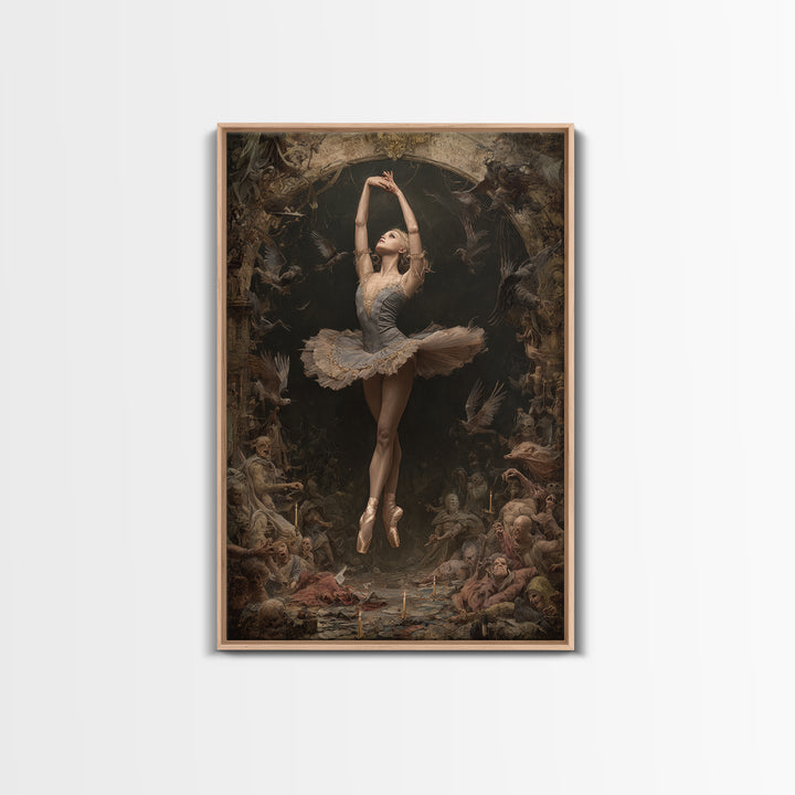 The Phantom Ballerina, Gothic Nightmare Art, Vertical Wall Art, Dark Fantasy Wall Art, Framed Canvas Print, Halloween Wall Art