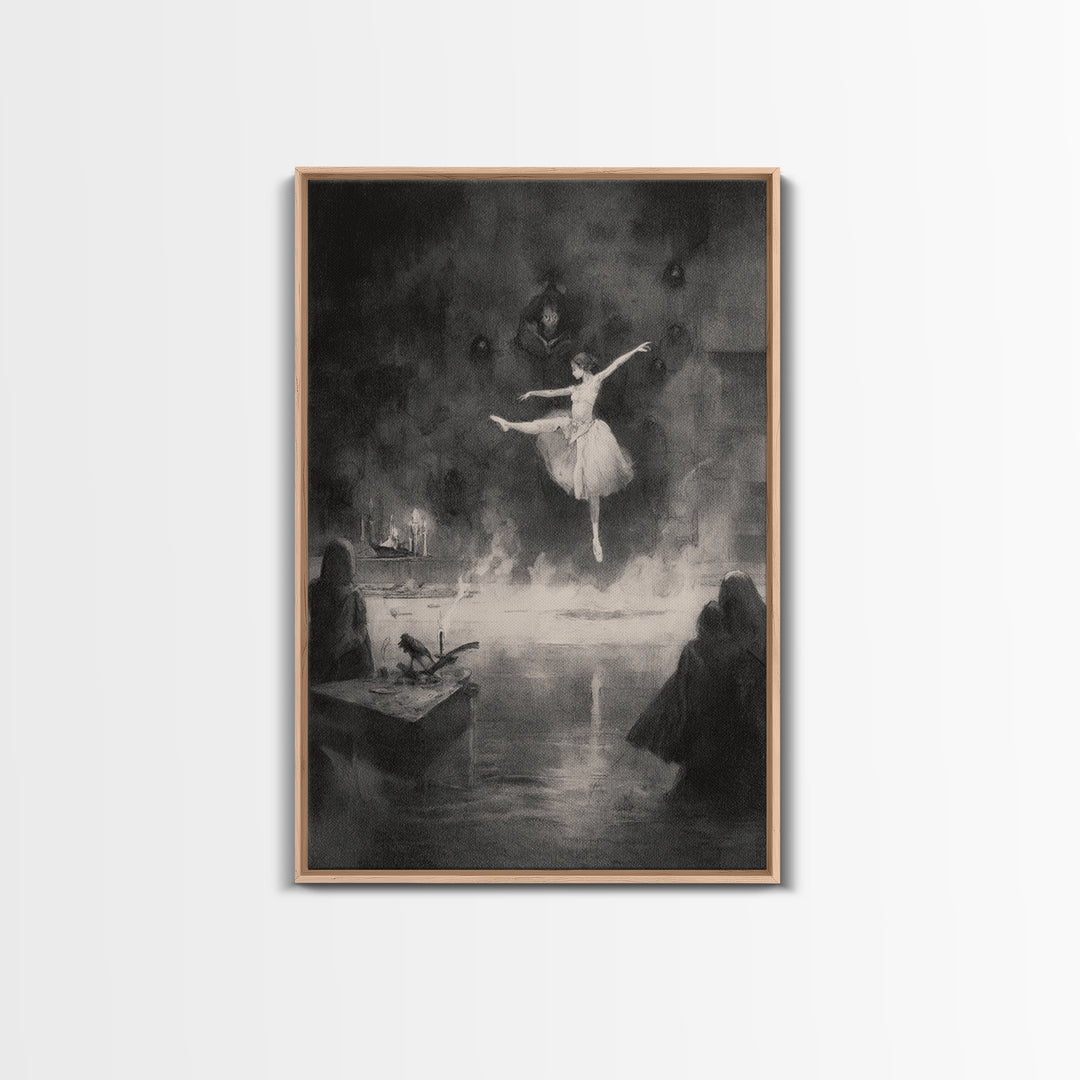 The Phantom Ballerina, Symbolist Dream Art, Vertical Wall Art, Gothic Horror Wall Art, Framed Canvas Print, Halloween Wall Art