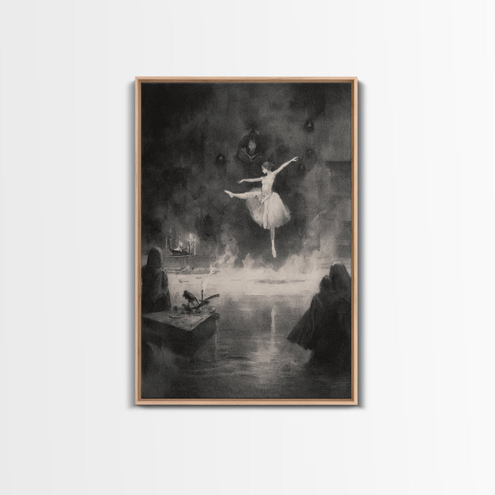 The Phantom Ballerina, Symbolist Dream Art, Vertical Wall Art, Gothic Horror Wall Art, Framed Canvas Print, Halloween Wall Art