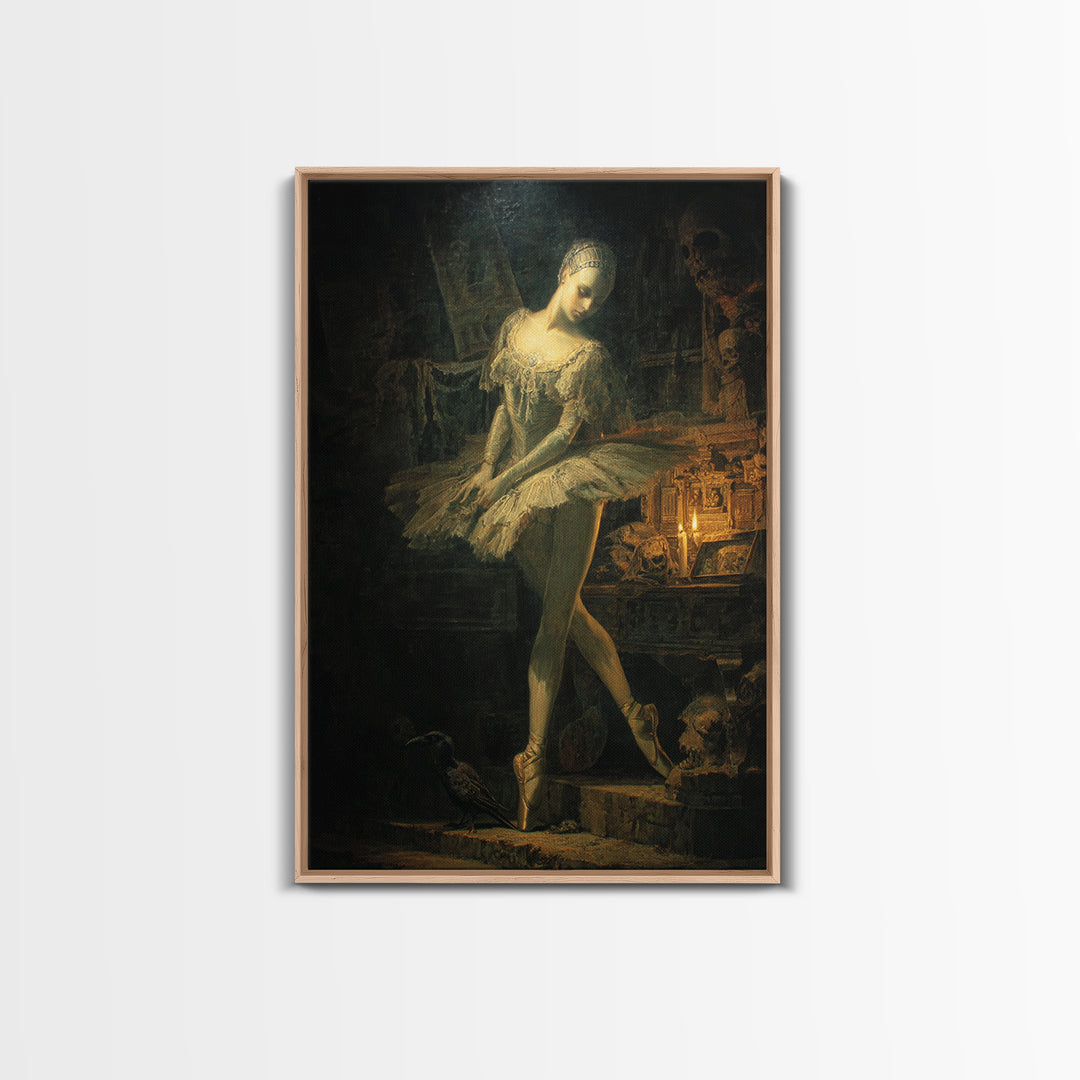 The Phantom Ballerina, Ornate Symbolist Art, Vertical Wall Art, Macabre Wall Art, Canvas Print, Halloween Wall Art, Halloween Decor