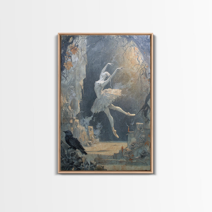 The Phantom Ballerina, Decadent Gothic Art, Vertical Wall Art, Dark Halloween Decor, Framed Canvas Print, Halloween Wall Art