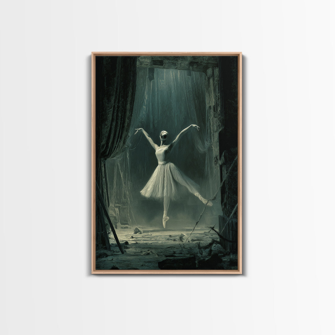 The Phantom Ballerina, Expressionist Gothic Art, Vertical Wall Art, Gothic Horror Wall Art, Framed Canvas Print, Halloween Wall Art