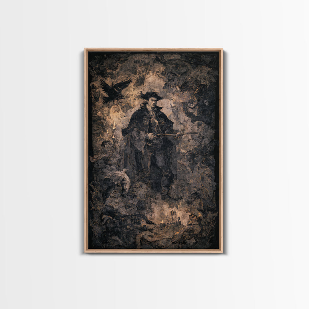 The Ghost Of The Witch Hunter, Dark Romantic Horror Art, Vertical Wall Art, Gothic Horror Wall Art, Canvas Print, Halloween Wall Art