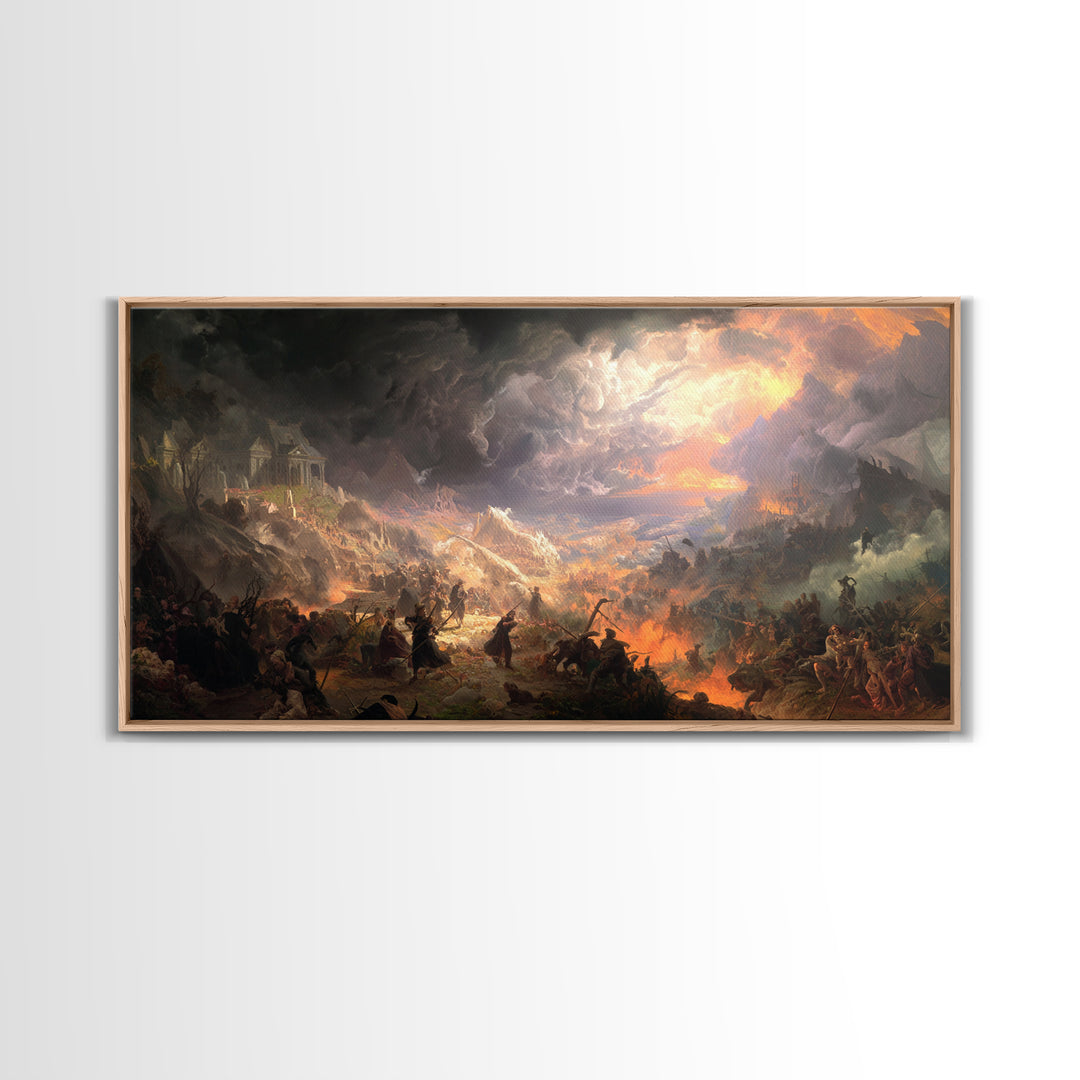 The Ghost Of The Witch Hunter, Apocalyptic Romantic Art, Wide Panoramic Art, Dark Fantasy Wall Art, Canvas Print, Halloween Wall Art