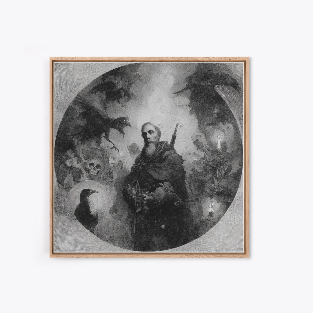 The Ghost Of The Witch Hunter, Symbolist Dream Art, Square Wall Art, Macabre Wall Art, Canvas Print, Halloween Wall Art