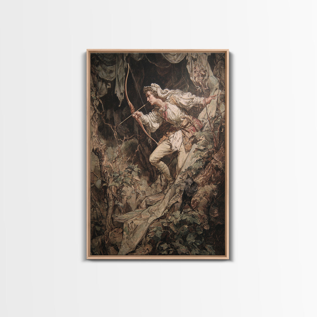 The Ghost Of The Witch Hunter, Ornate Symbolist Art, Vertical Wall Art, Macabre Wall Art, Framed Canvas Print, Halloween Wall Art