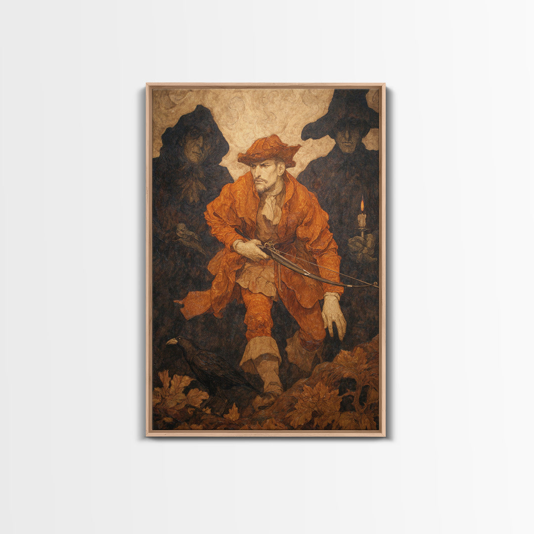 The Ghost Of The Witch Hunter, Dark Symbolist Art, Vertical Wall Art, Macabre Wall Art, Canvas Print, Halloween Wall Art
