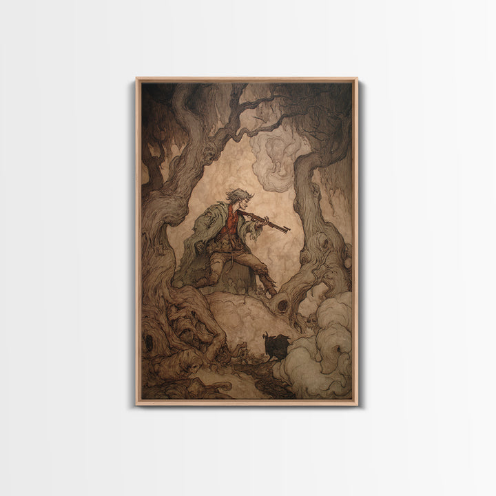 The Ghost Of The Witch Hunter, Gothic Storybook Art, Vertical Wall Art, Gothic Horror Wall Art, Canvas Print, Halloween Wall Art